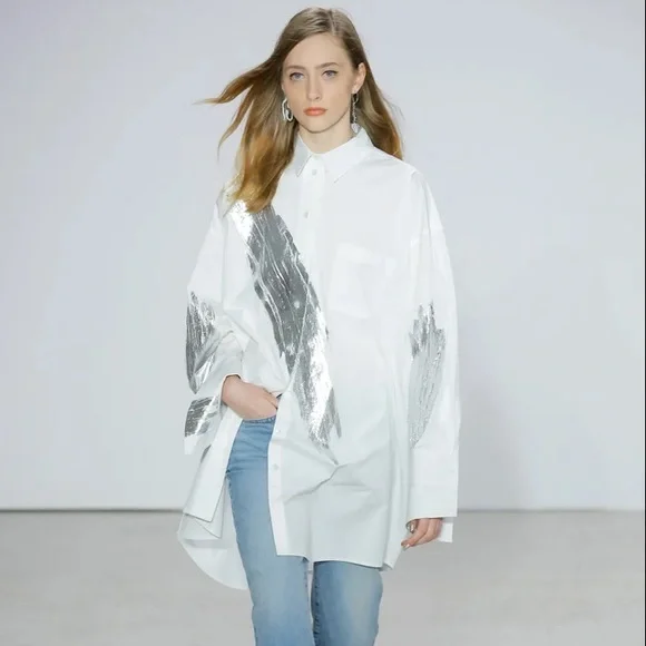 Oscar de la Renta Oversized Paint Splatter Shirt - Picture 2 of 6